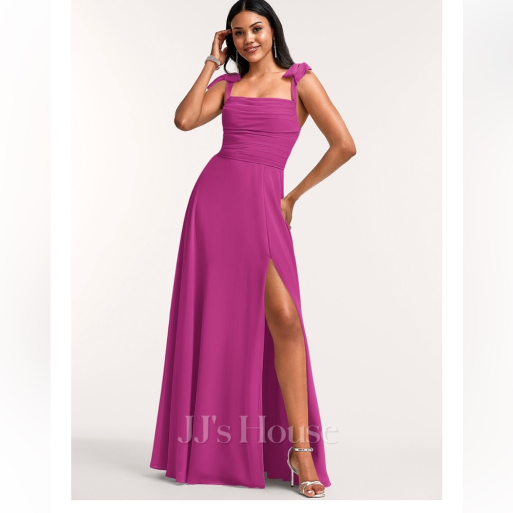 JJs House Fuchsia Bridesmaid Dress with High Slit